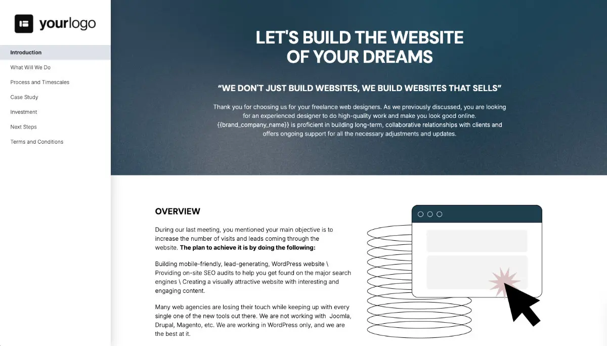 Freelance Web Design Proposal Template - Pre-written introduction section