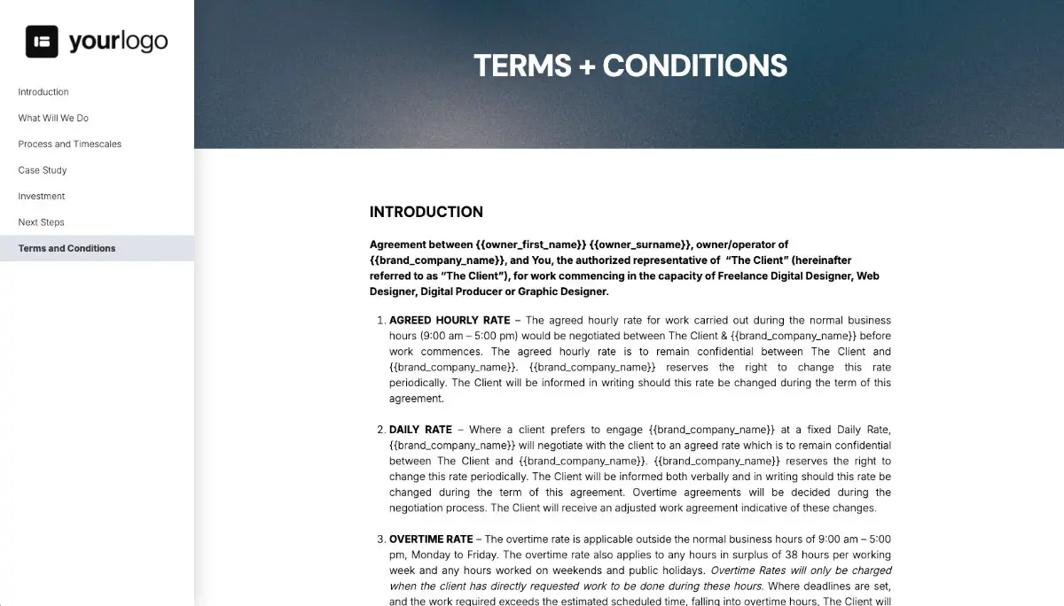 Freelance Web Design Proposal Template - Pre-written contract