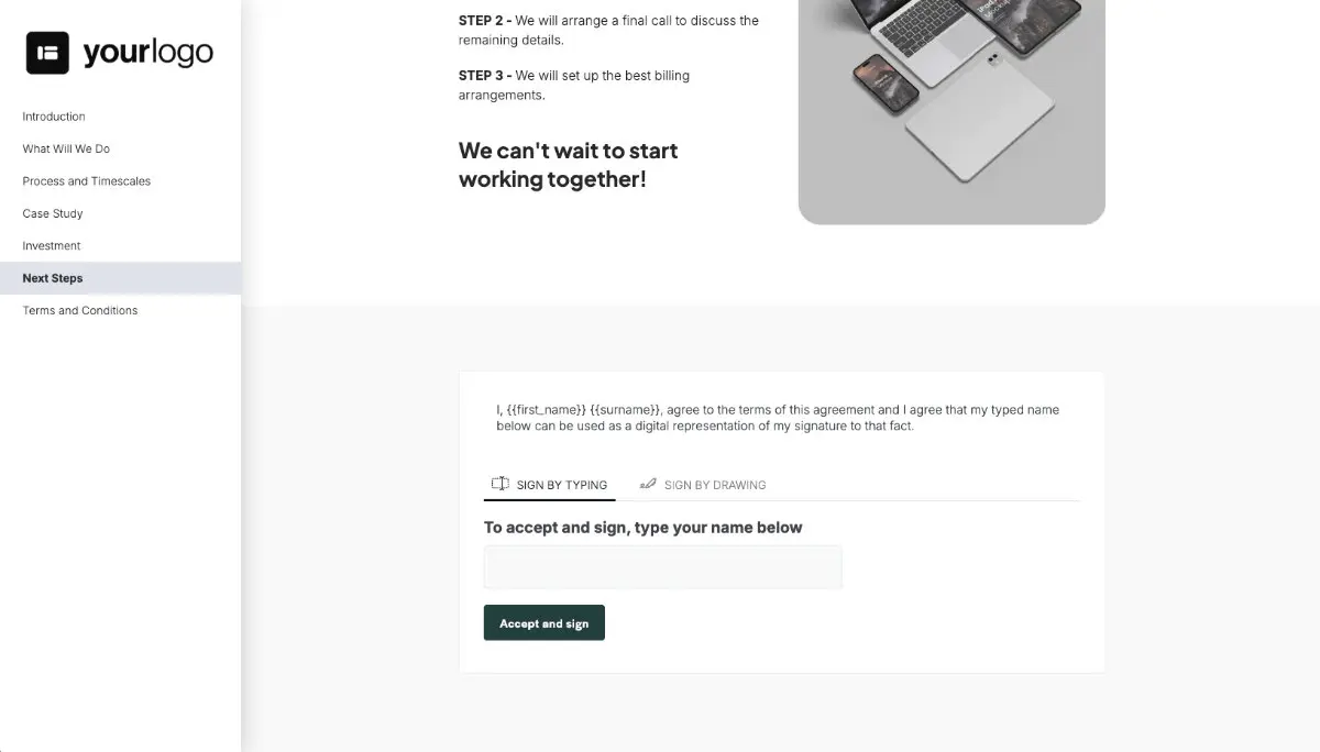 Responsive Web Design Proposal Template - Next steps with digital signing