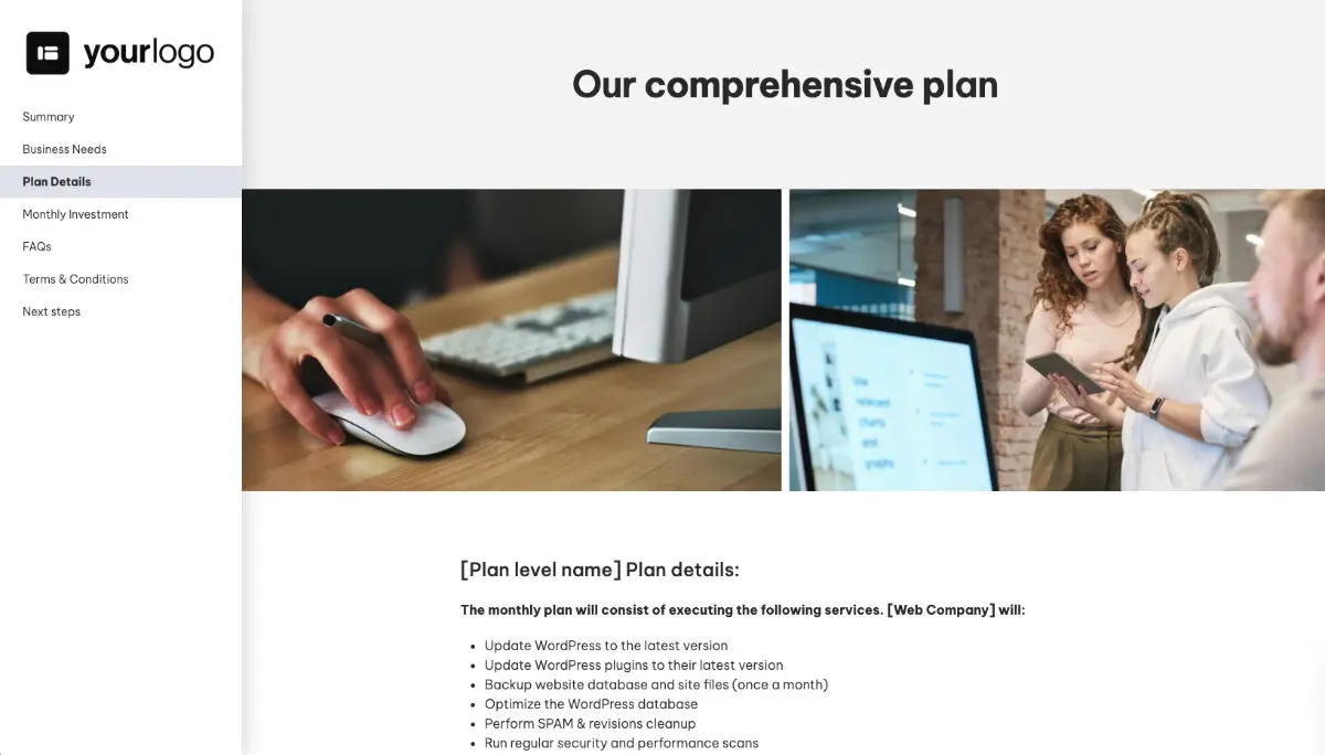 Website Support and Maintenance Proposal Template - Process and timescales