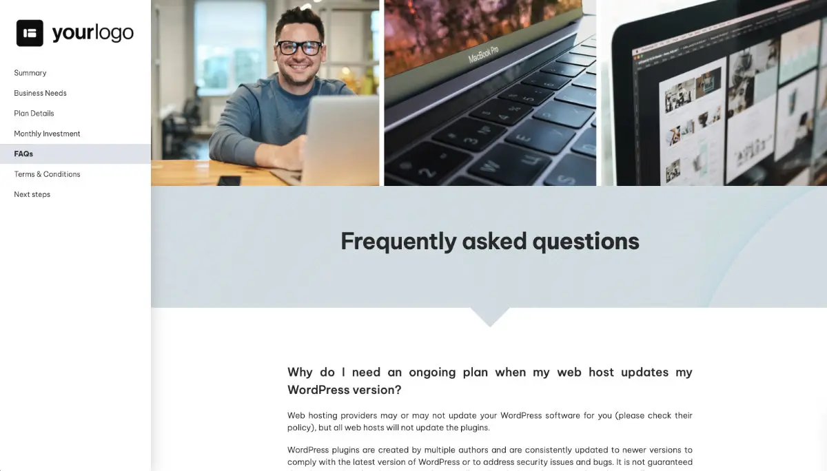 Website Support and Maintenance Proposal Template - Case study example