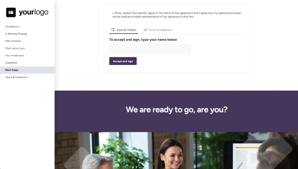Business Coaching Quote Template - Next Steps with Digital Signing