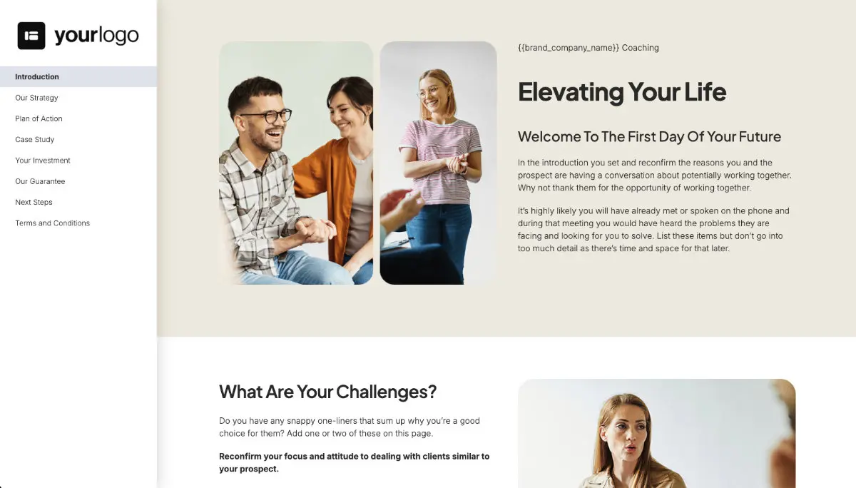 Coaching Quote Template - Pre-Written Intro and Services Section