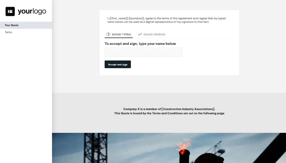 Construction Quote Template - Next Steps with Digital Signing
