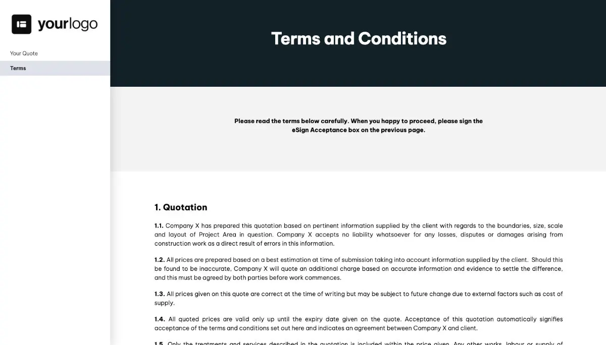 Construction Quote Template - Simple Terms and Conditions