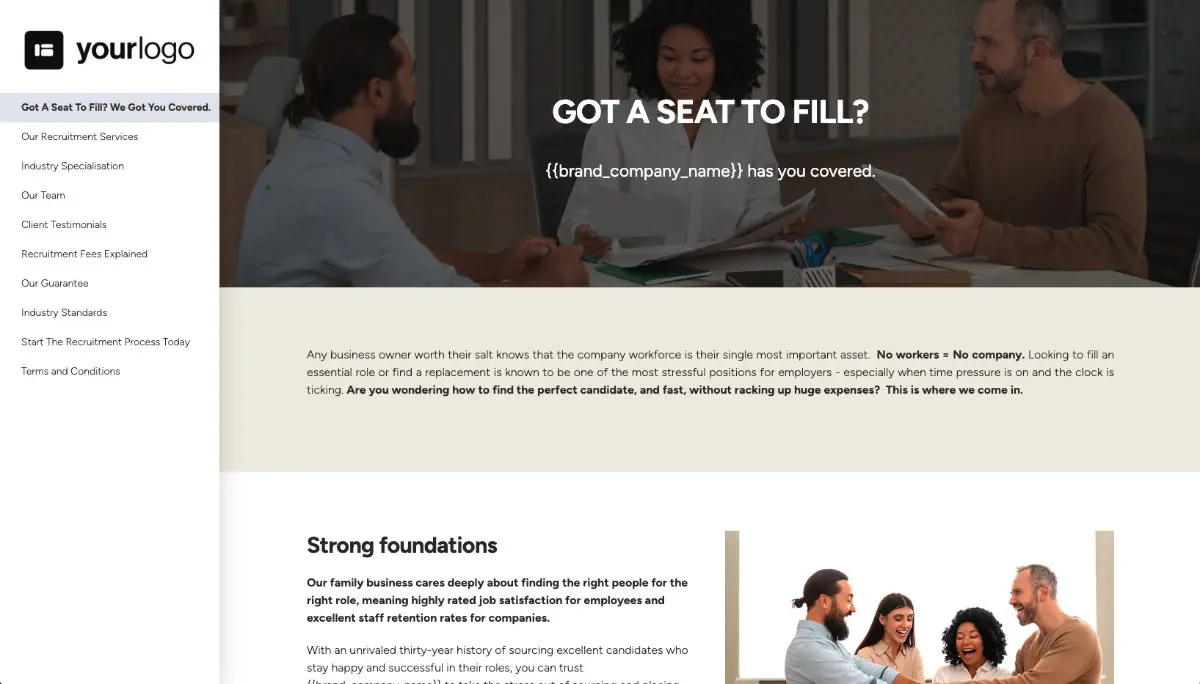 Recruitment Quote Template - Pre-Written Intro and Services Section