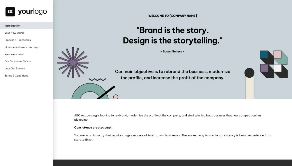 Brand Design Quote Template - Pre-Written Intro and Services Section