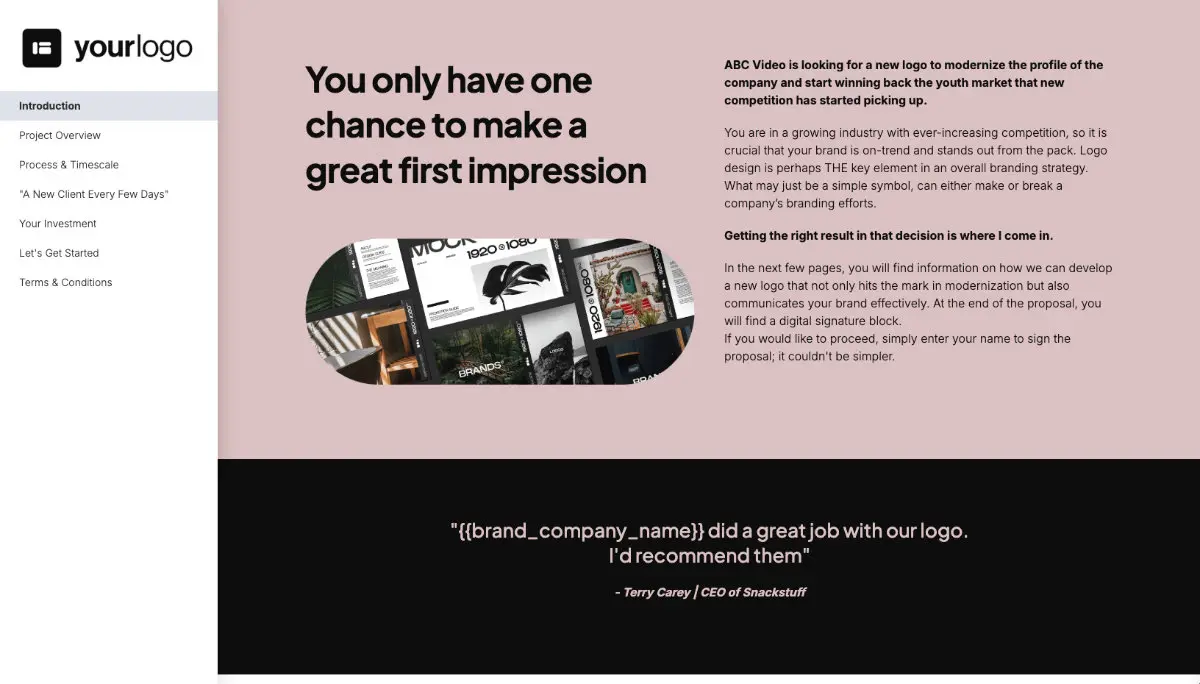 Rebrand Quote Template - Pre-Written Services Section