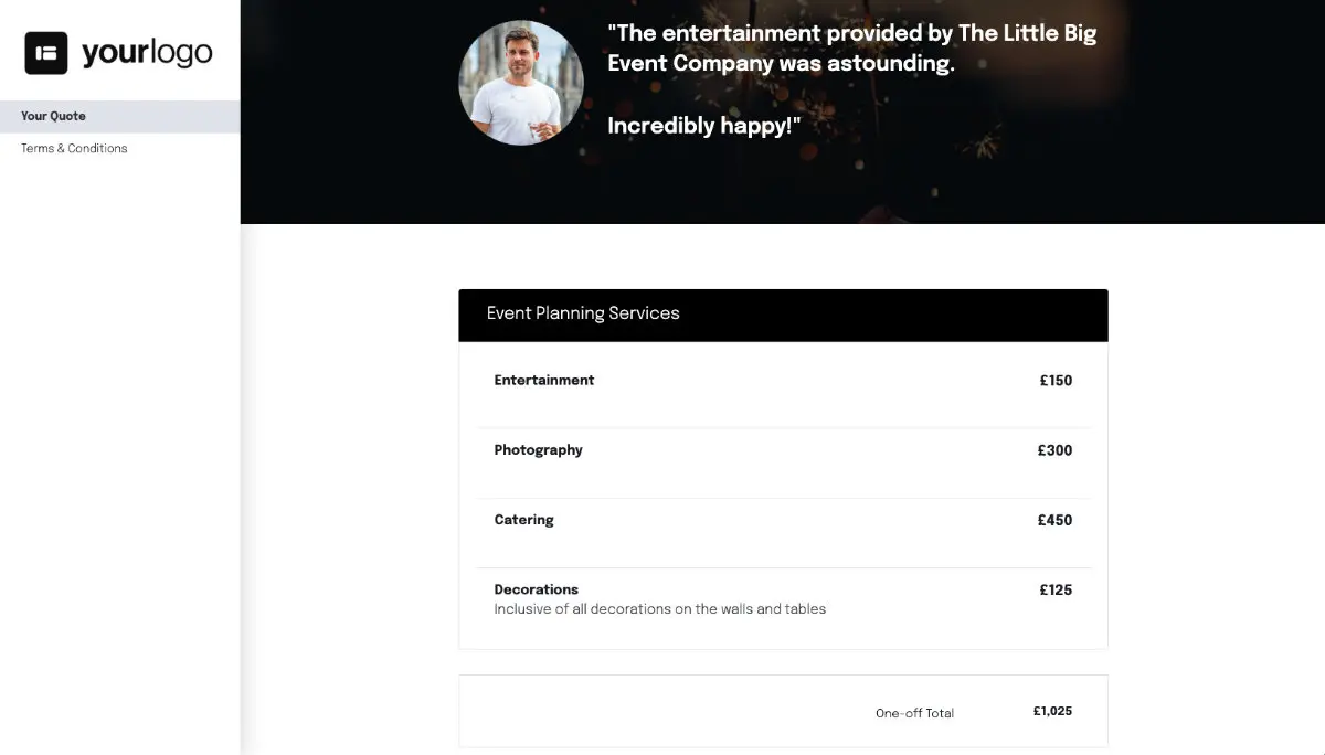 Event Planner Quote Template - Pricing