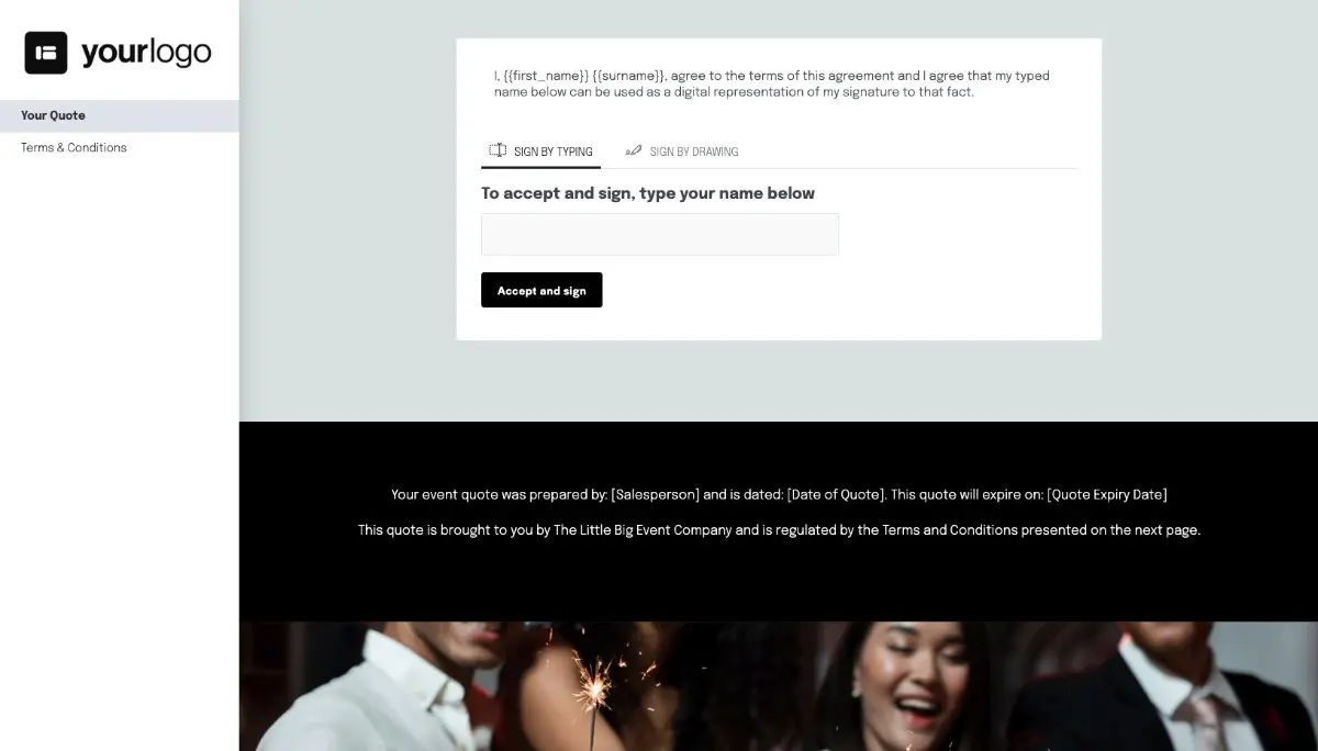 Event Planner Quote Template - Next Steps with Digital Signing