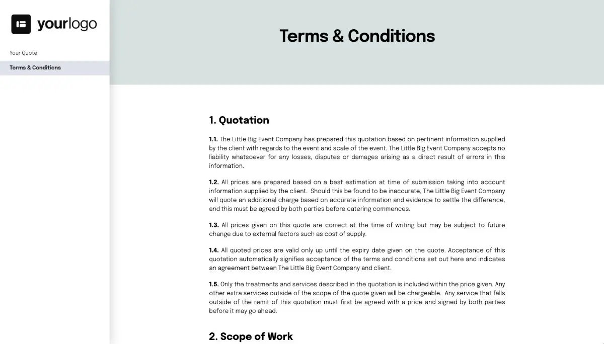 Event Planner Quote Template - Simple Terms and Conditions