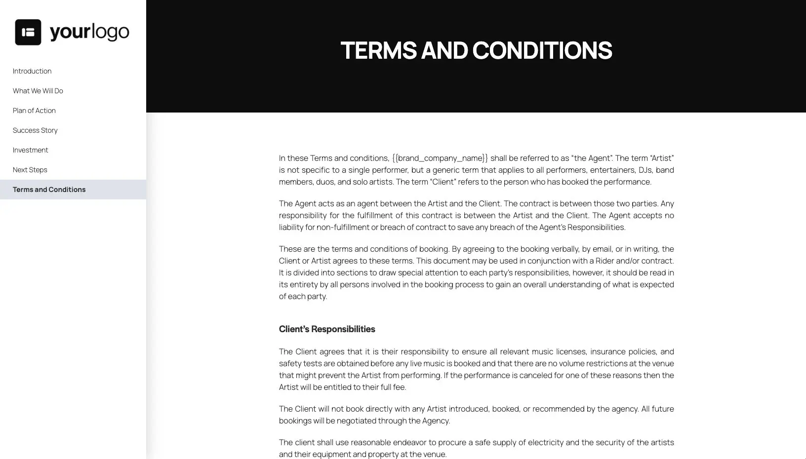 Entertainment Quote Template - Pre-Written Contract