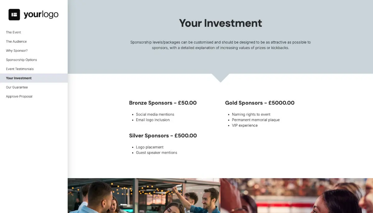 Event Sponsorship Quote Template - Pricing