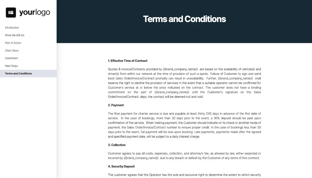 Transportation Quote Template - Pre-Written Contract