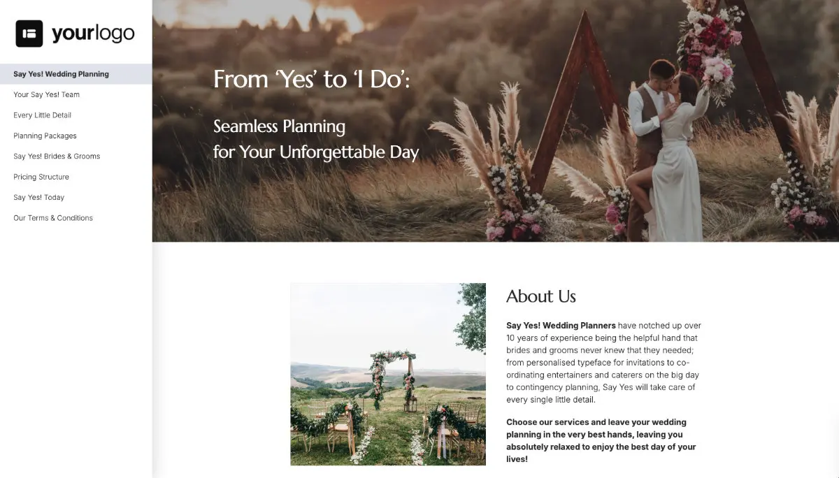 Wedding Planner Quote Template - Pre-Written Intro and Services Section