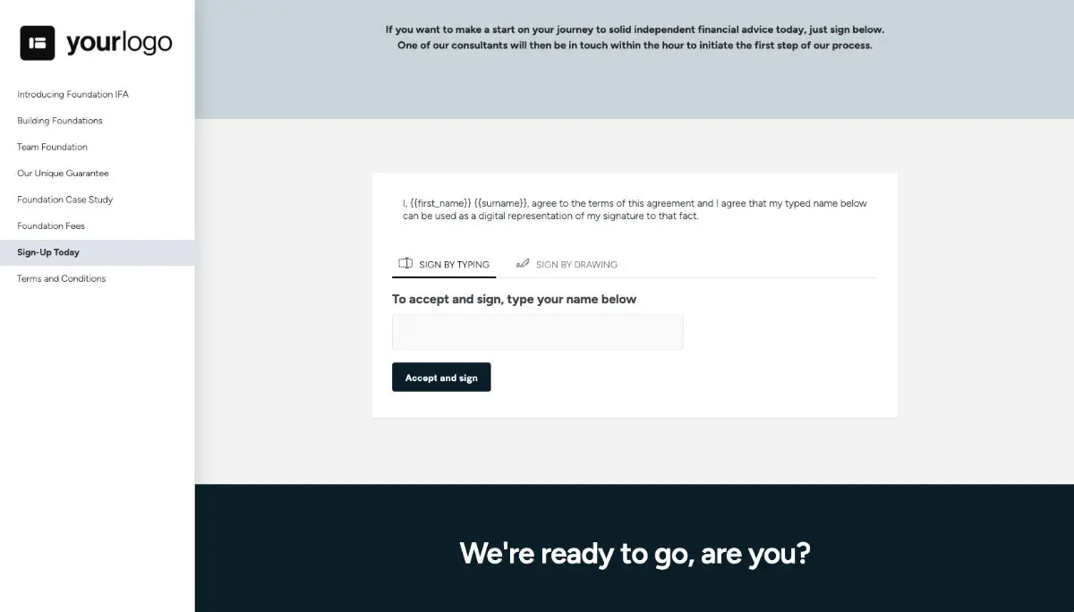 Financial Planning Quote Template - Next Steps with Digital Signing