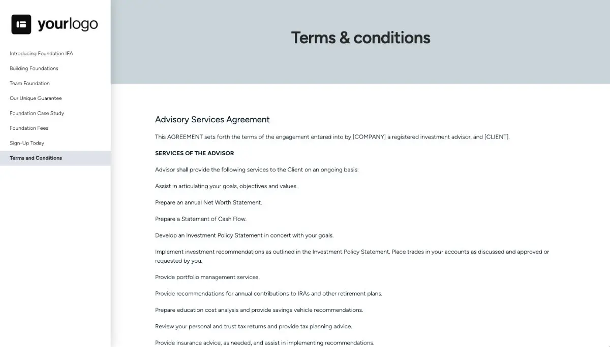 Financial Planning Quote Template - Pre-Written Contract