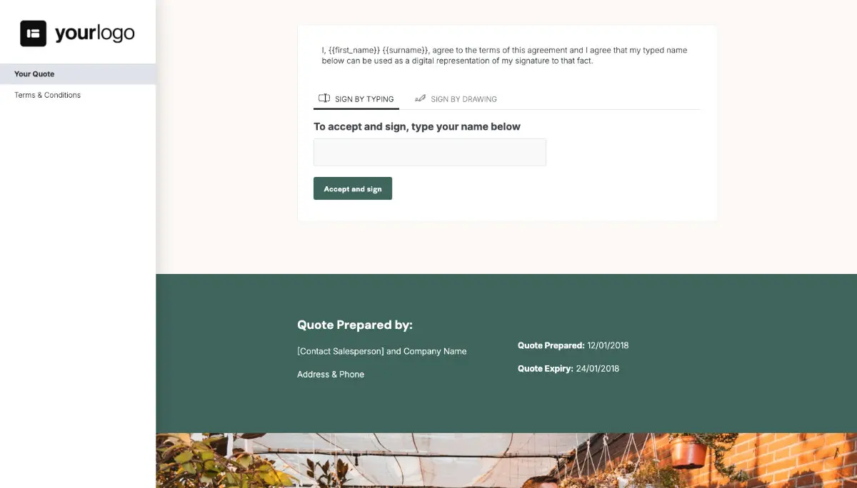 Gardening Quote Template - Next Steps with Digital Signing