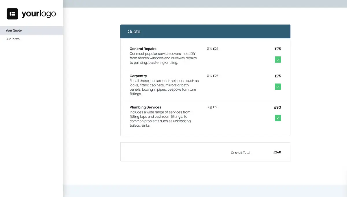 Handyman Quote Template - Pricing