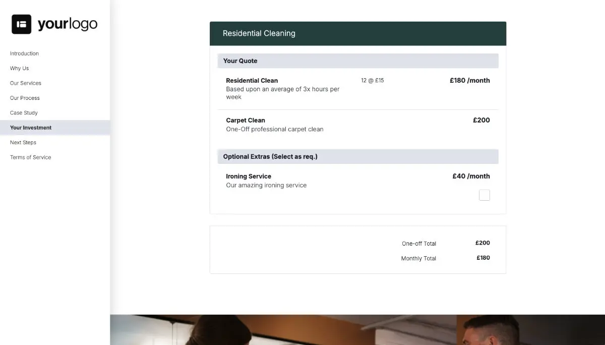 Cleaning Service Quote Template - Pricing