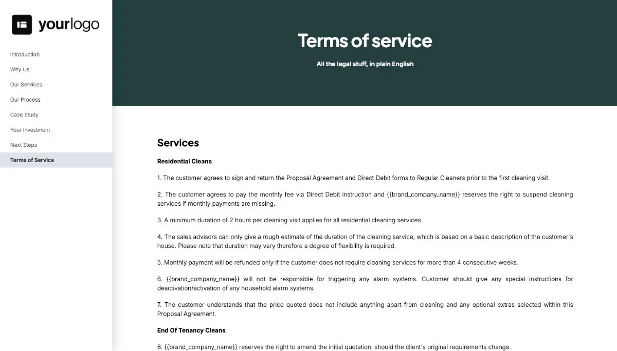 Cleaning Service Quote Template - Pre-Written Contract