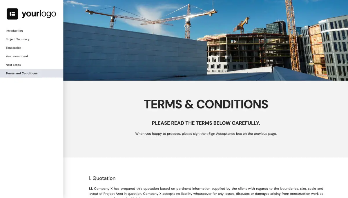 Construction Work Quote Template - Pre-Written Contract