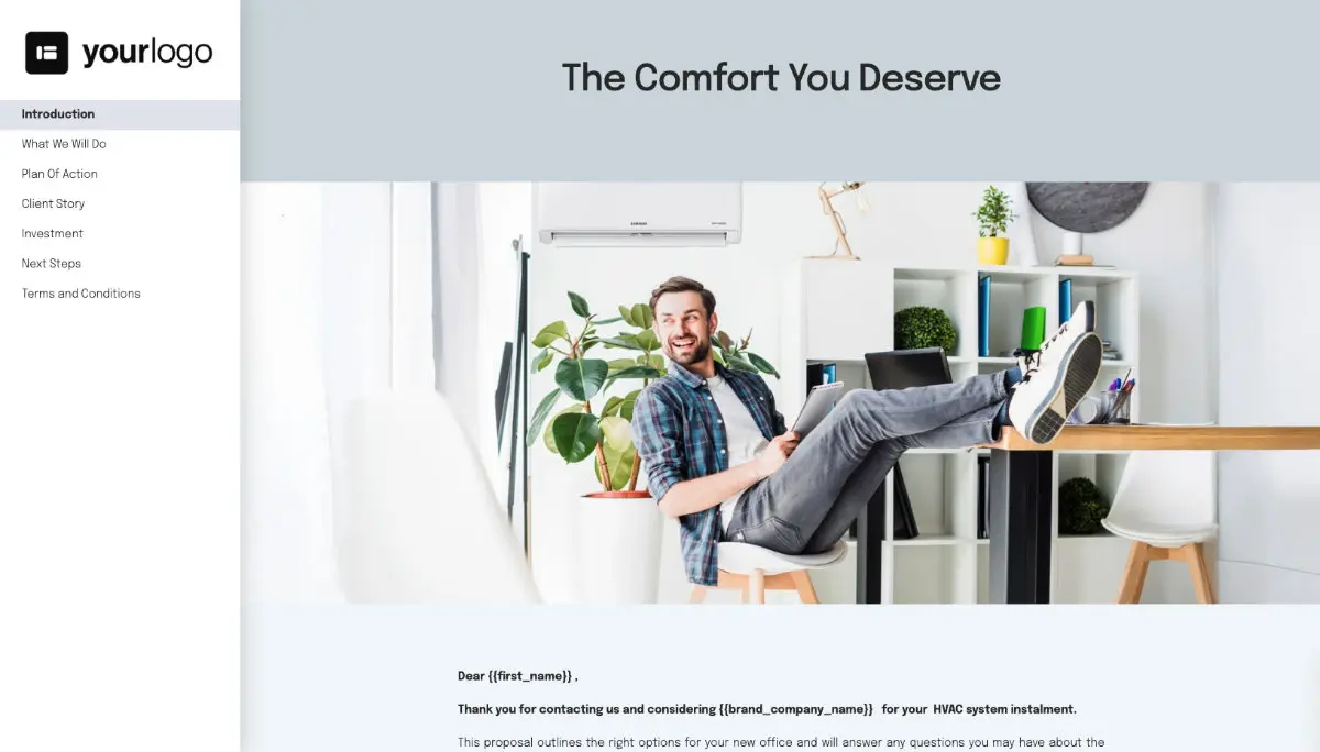 HVAC Quote Template - Pre-Written Introduction Section