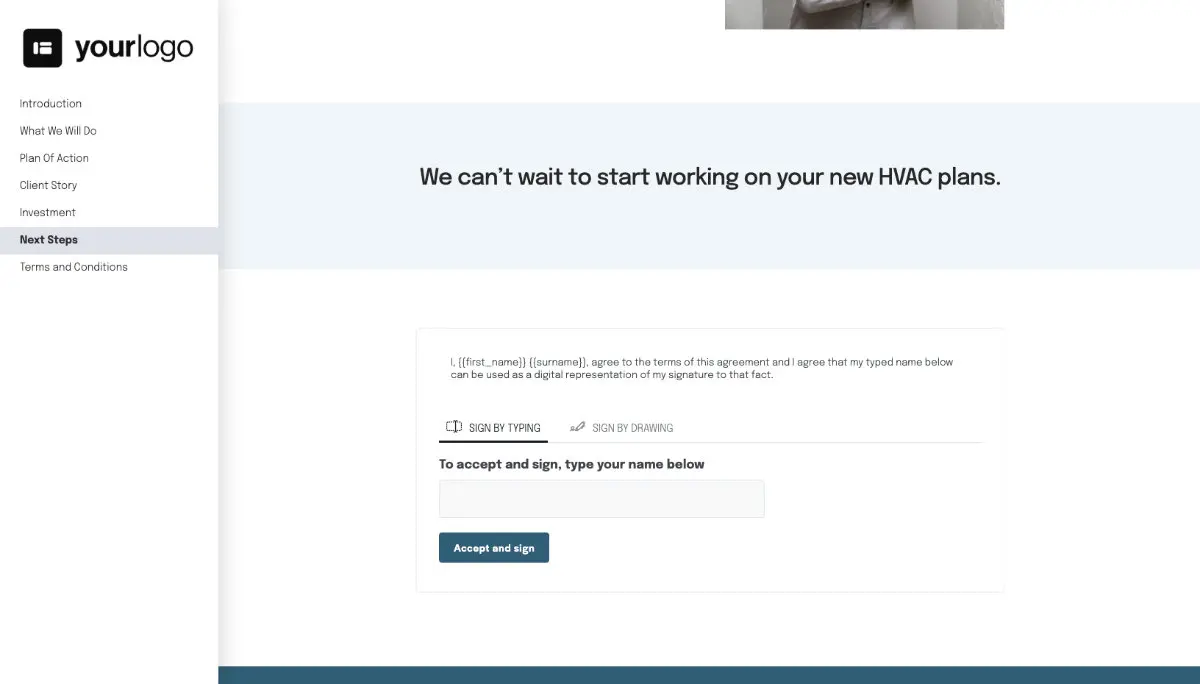 HVAC Quote Template - Next Steps with Digital Signing