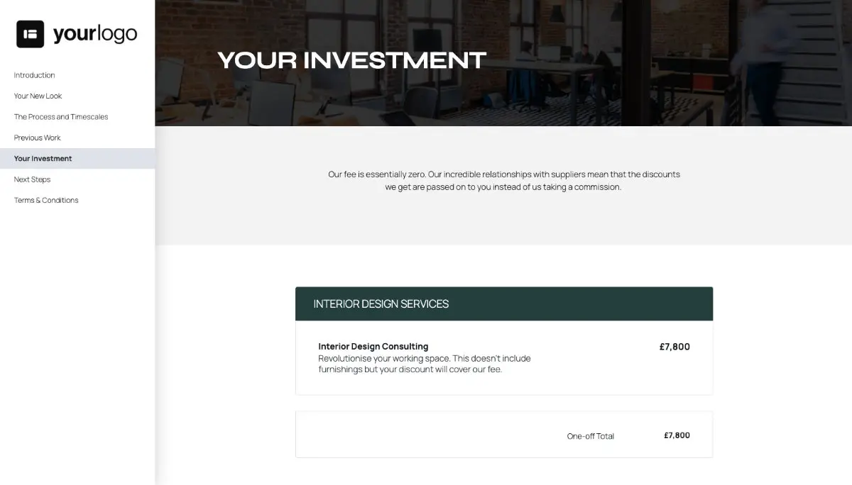 Interior Design Quote Template - Pricing