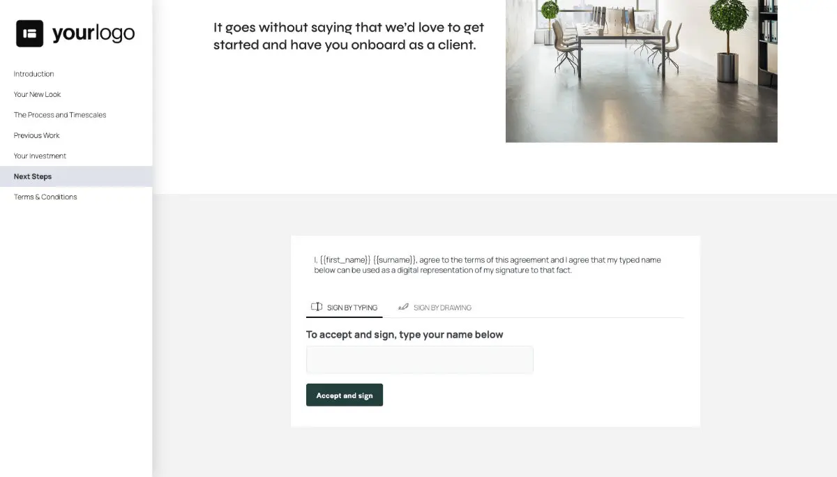 Interior Design Quote Template - Next Steps with Digital Signing