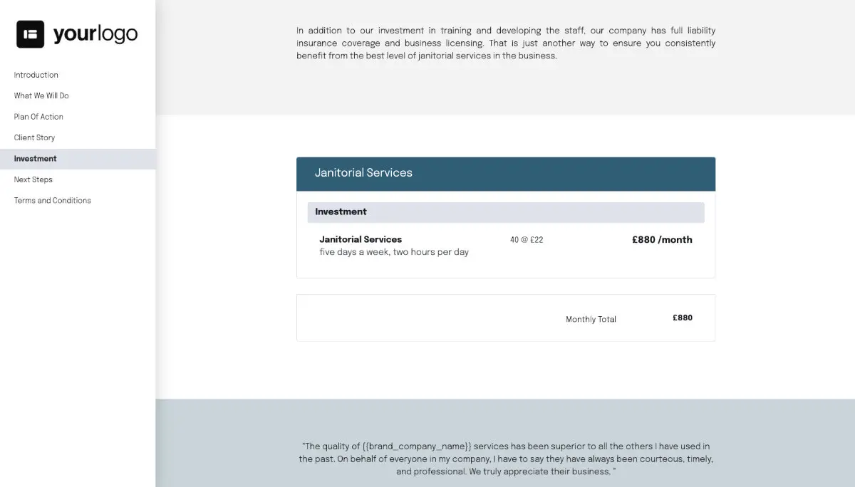 Janitorial Quote Template Slide 6