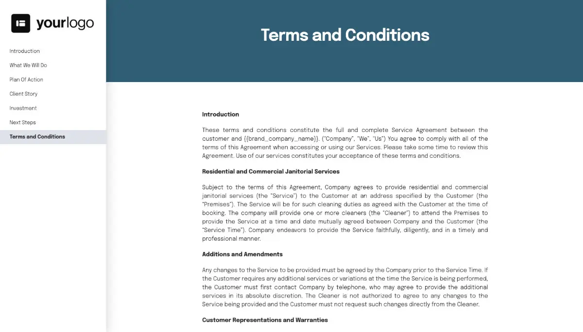 Janitorial Quote Template - Pre-Written Contract