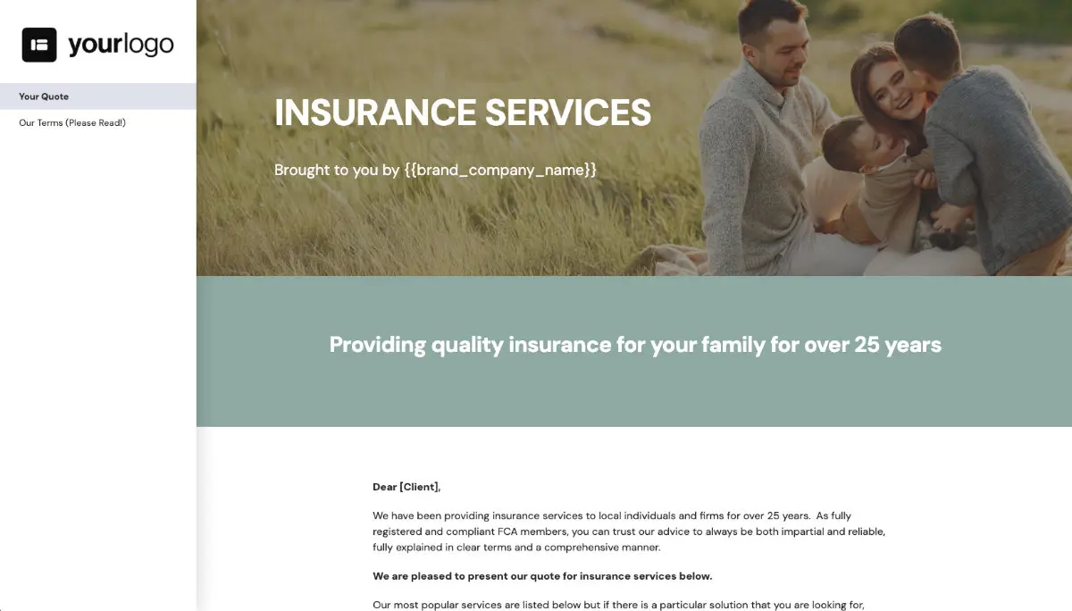 Insurance Quote Template - Cover Letter