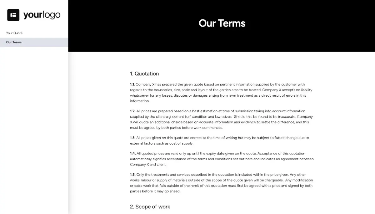 Lawn Care Quote Template - Simple Terms and Conditions