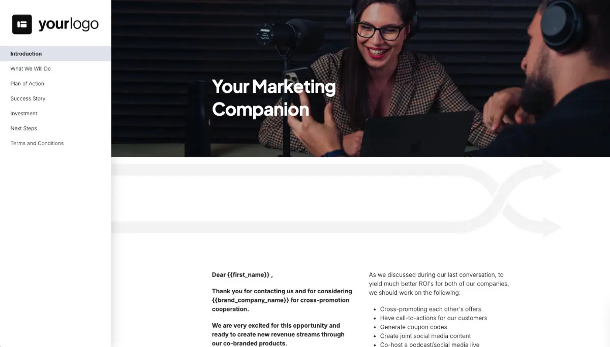 Cross Promotion Quote Template - Pre-Written Introduction Section