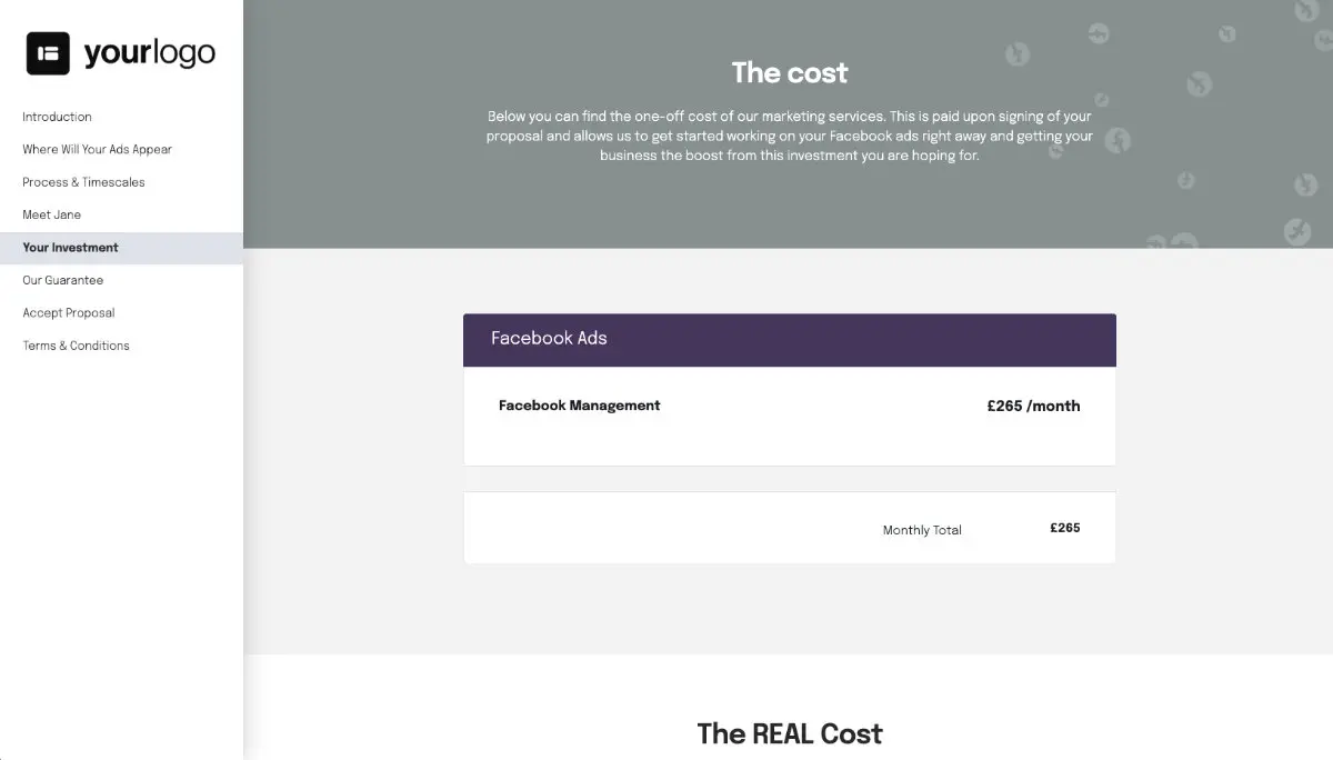 Facebook Ads Quote Template - Pricing