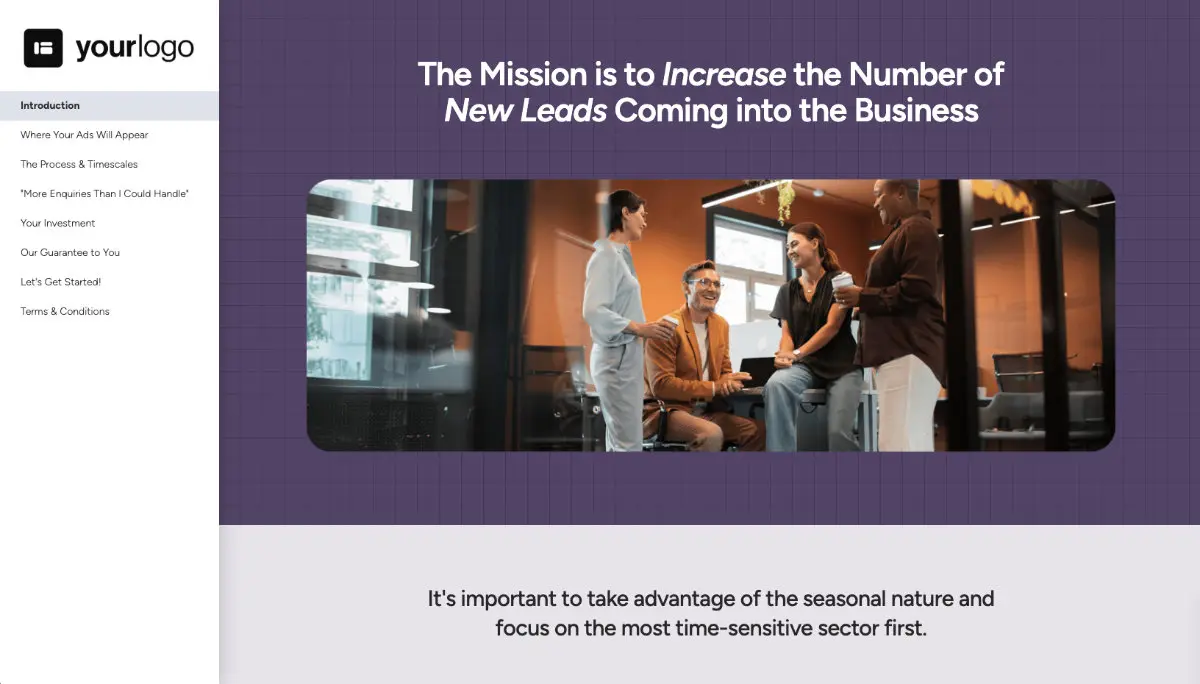 Marketing Services Quote Template - Pre-Written Intro and Services Section