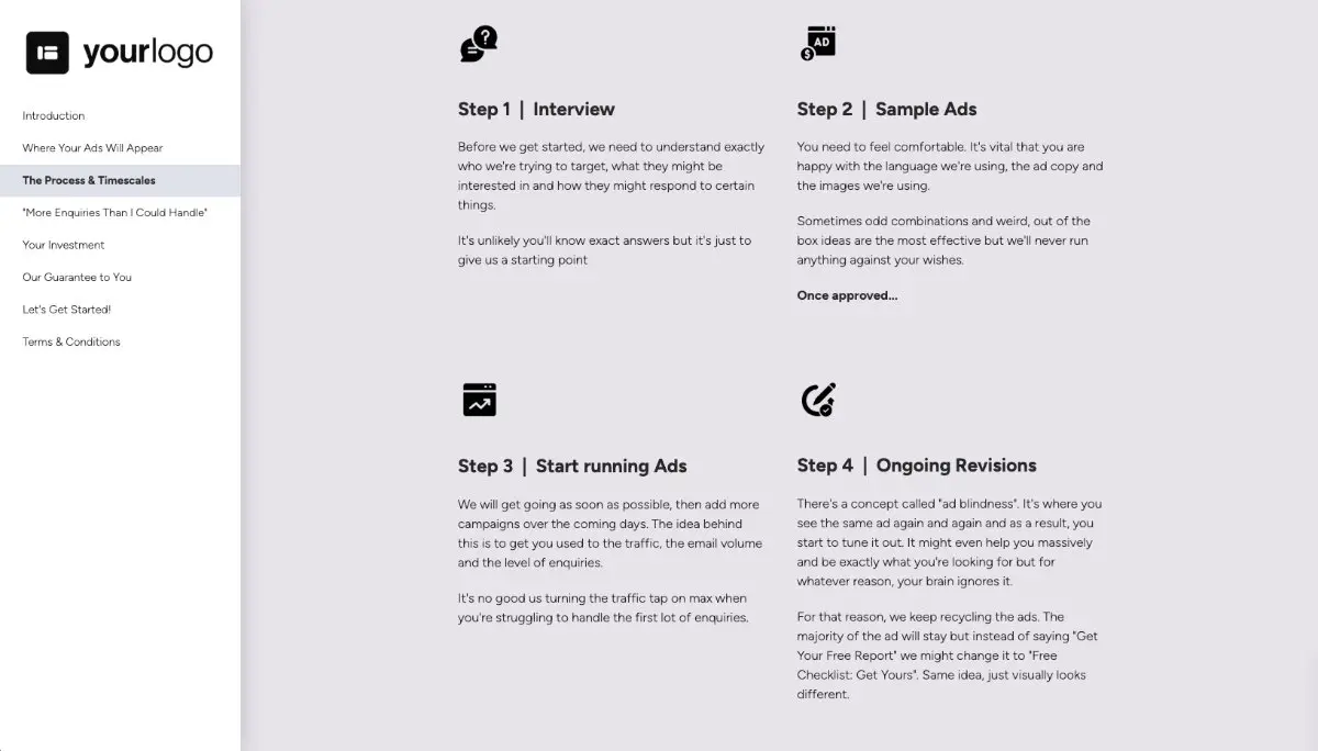 Marketing Services Quote Template - Process and Timescales