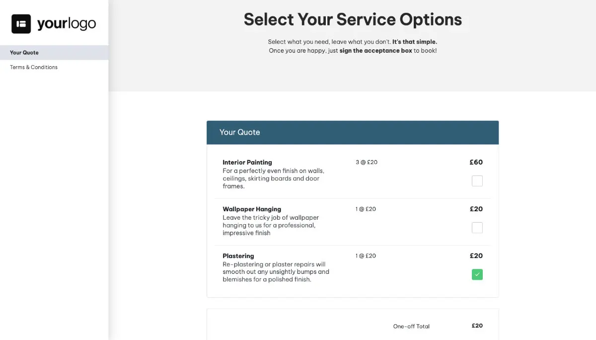 Painter and Decorator Quote Template - Pricing