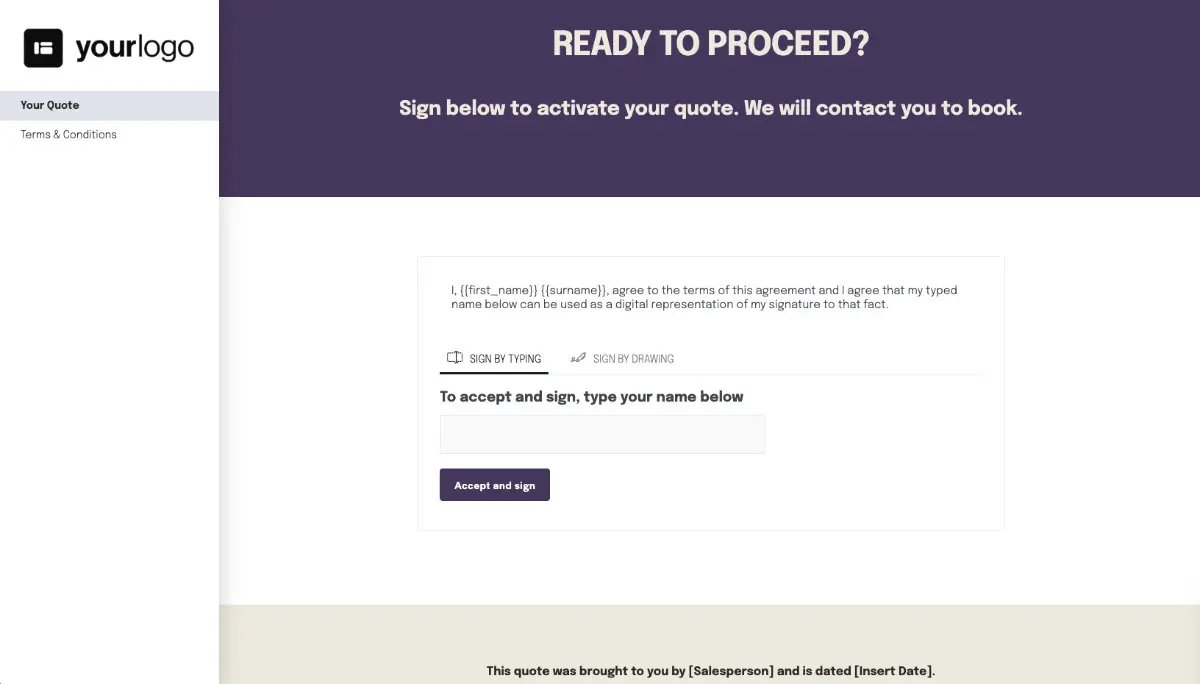Photography Quote Template - Next Steps with Digital Signing