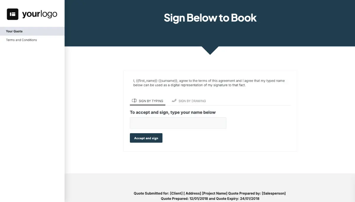 Plumbing Quote Template - Next Steps with Digital Signing