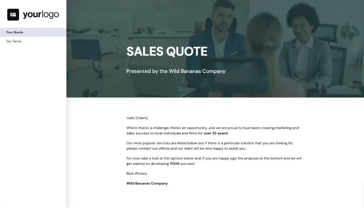 Sales Quote Template - Cover Letter