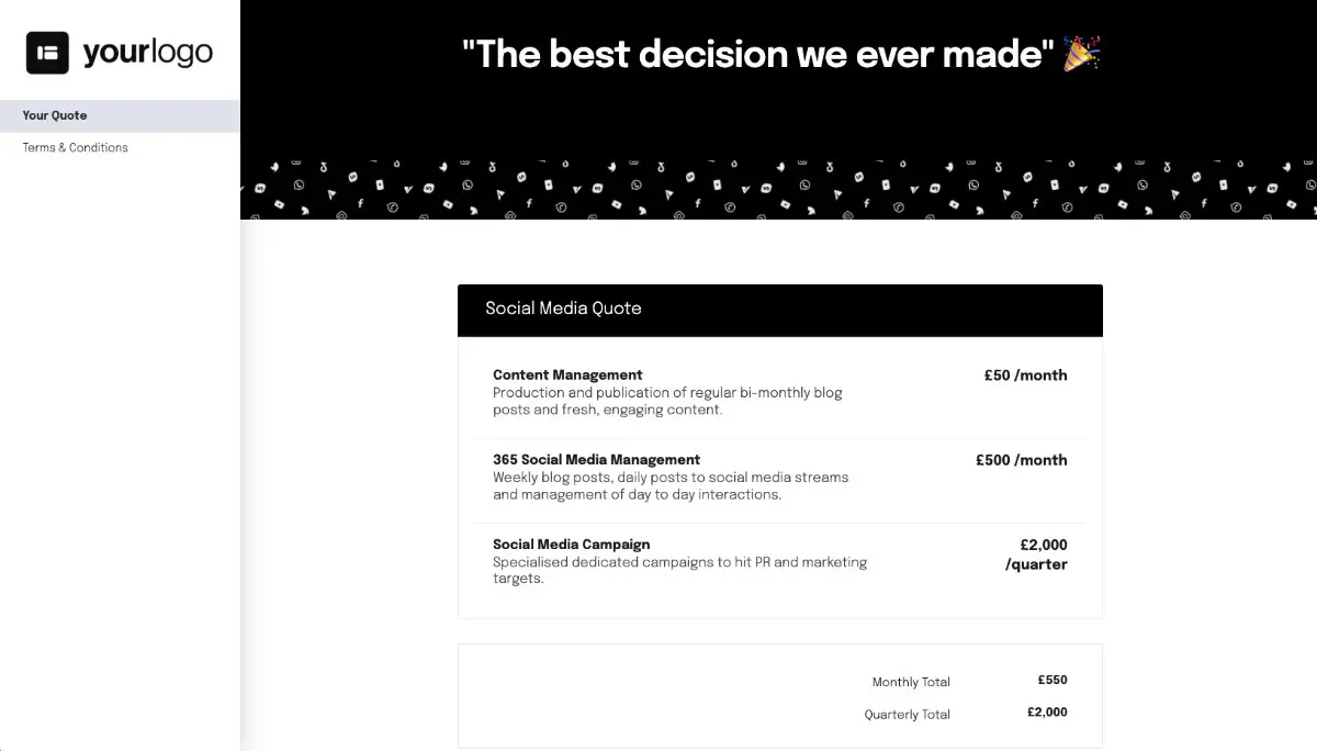 Social Media Quote Template - Pricing