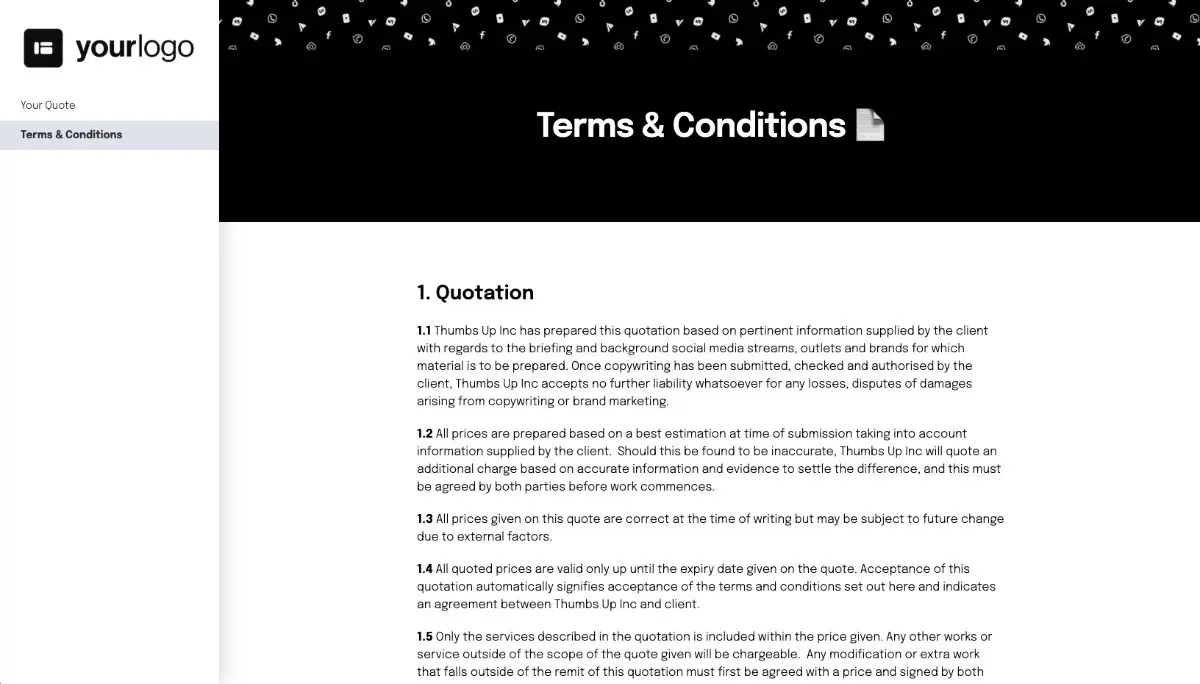 Social Media Quote Template - Simple Terms and Conditions