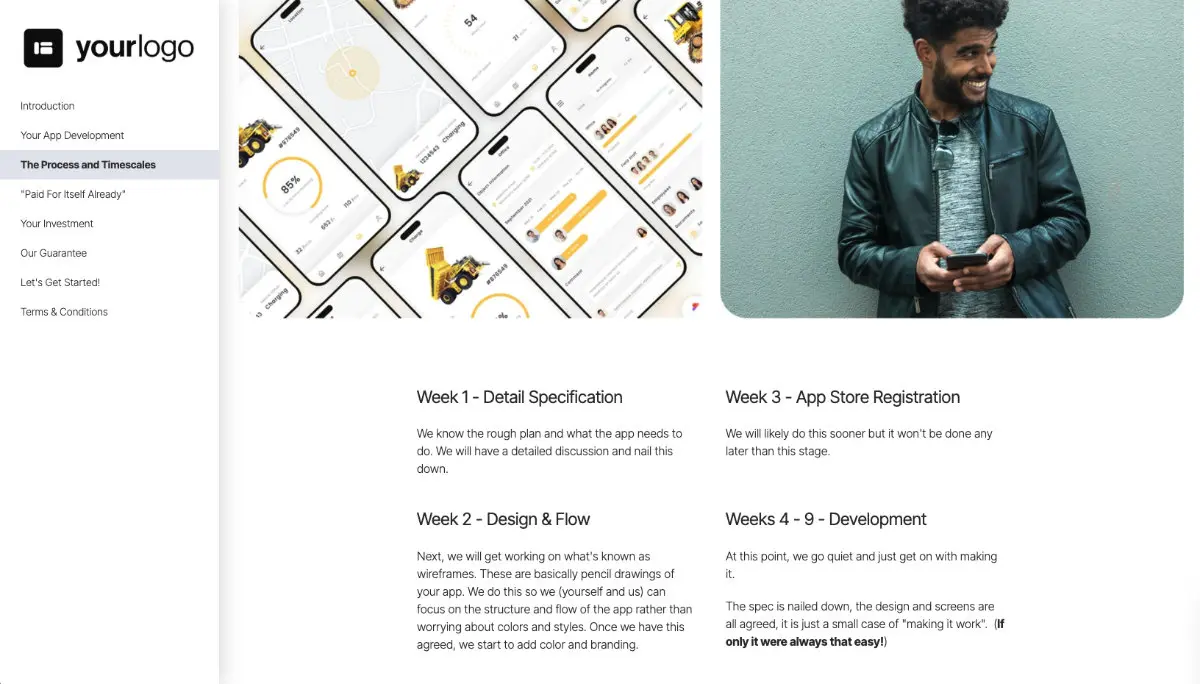 App Development Quote Template - Process and Timescales