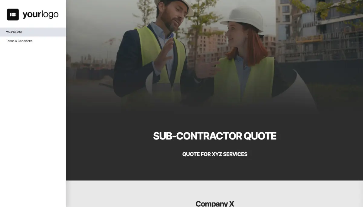 Subcontractor Quote Template - Cover Letter