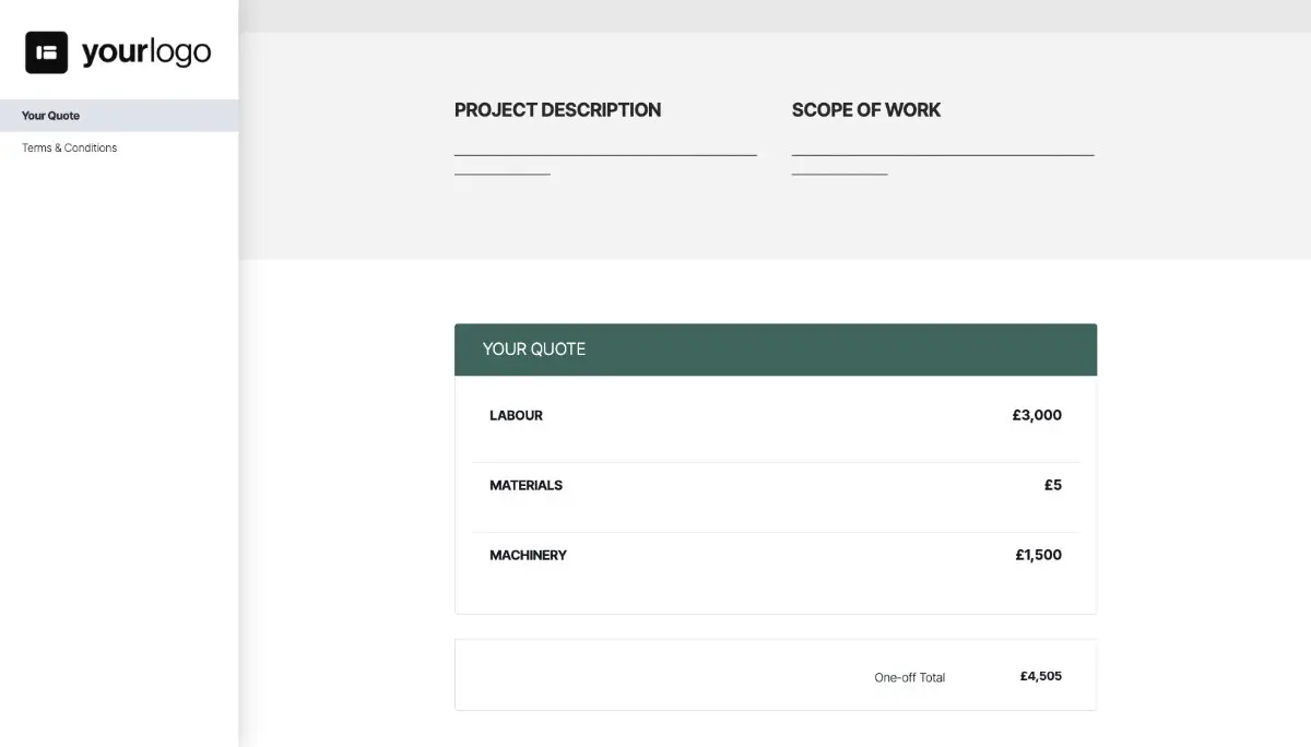 Subcontractor Quote Template - Pricing