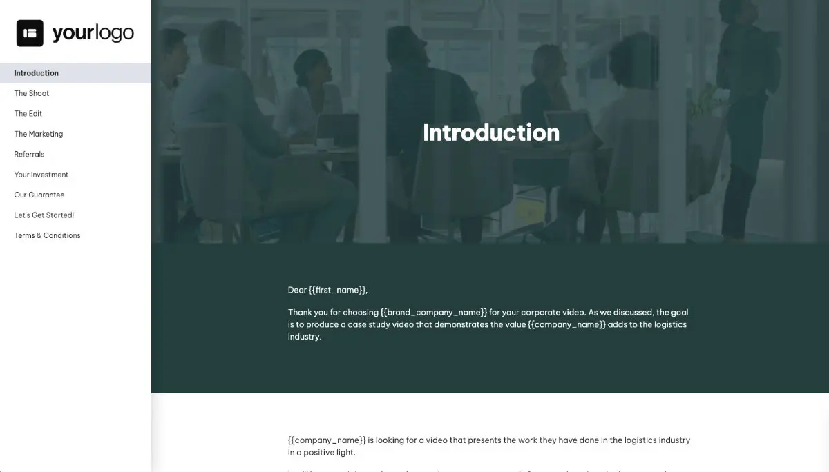 Corporate Video Quote Template - Pre-Written Intro and Services Section