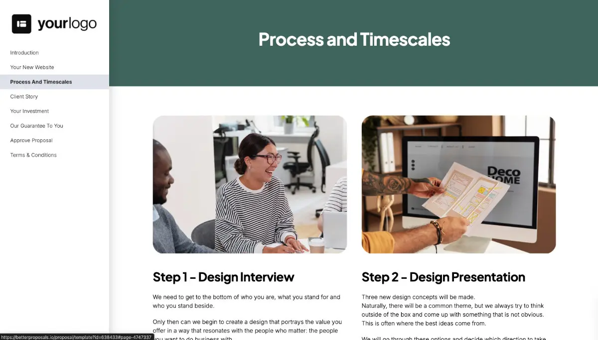Ecommerce Web Design Quote Template - Process and Timescales