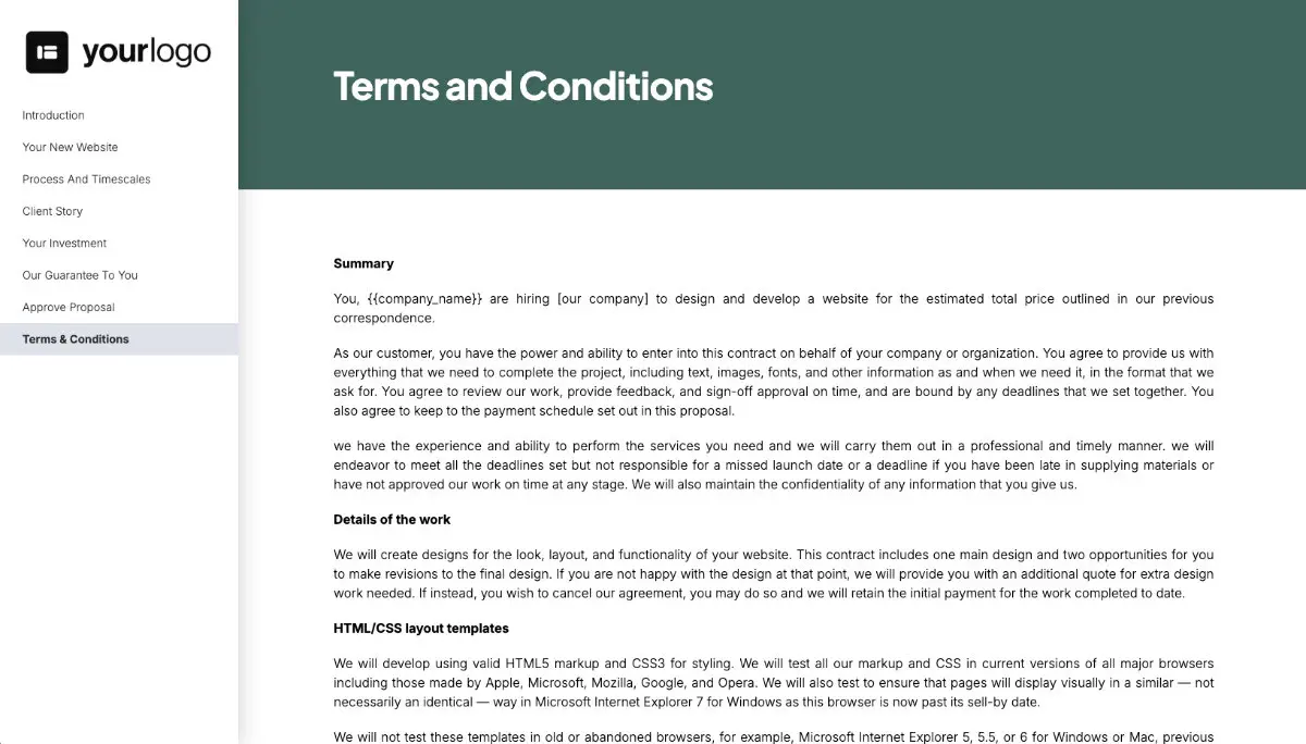 Ecommerce Web Design Quote Template - Pre-Written Contract